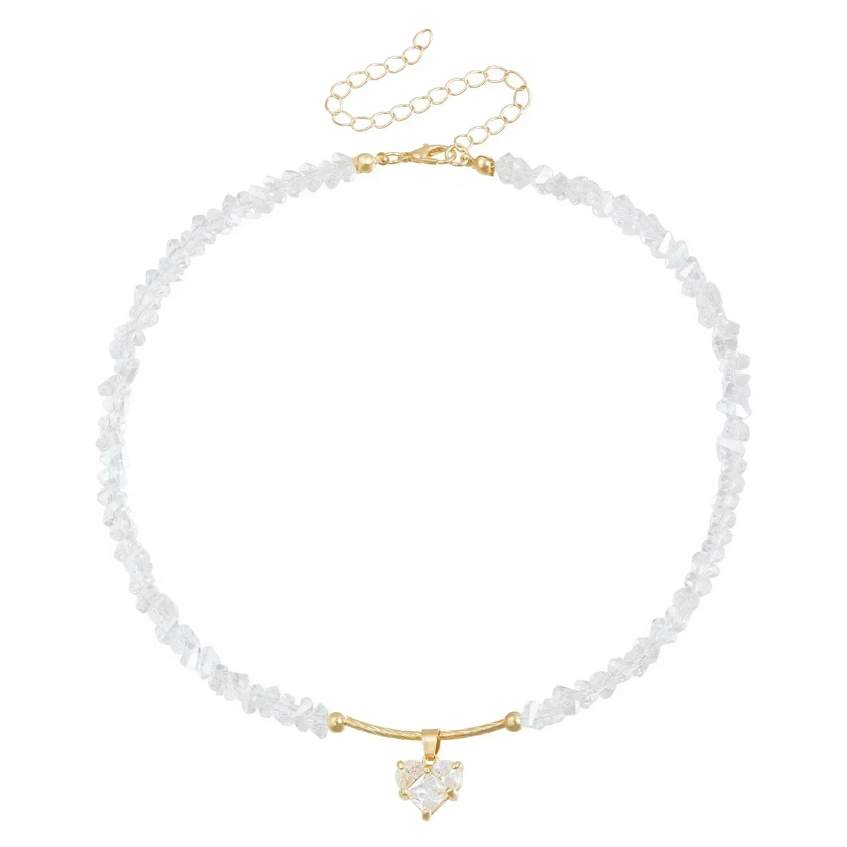 Fashion Heart Beaded Necklace for Women Boho Elegant Irregular Crystal Chain Y2K Choker Exquisite Party Gift Jewelry Accessories